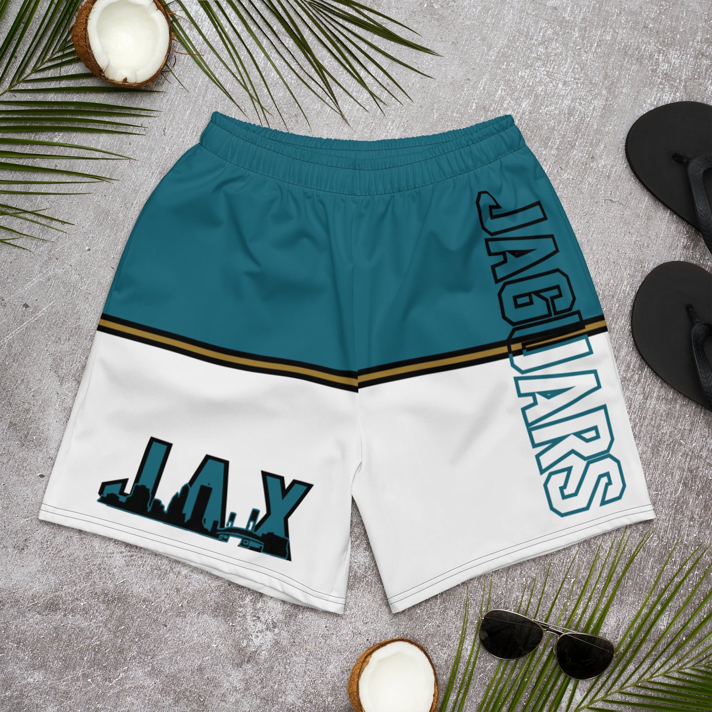 JAX Teal and White Athletic Shorts