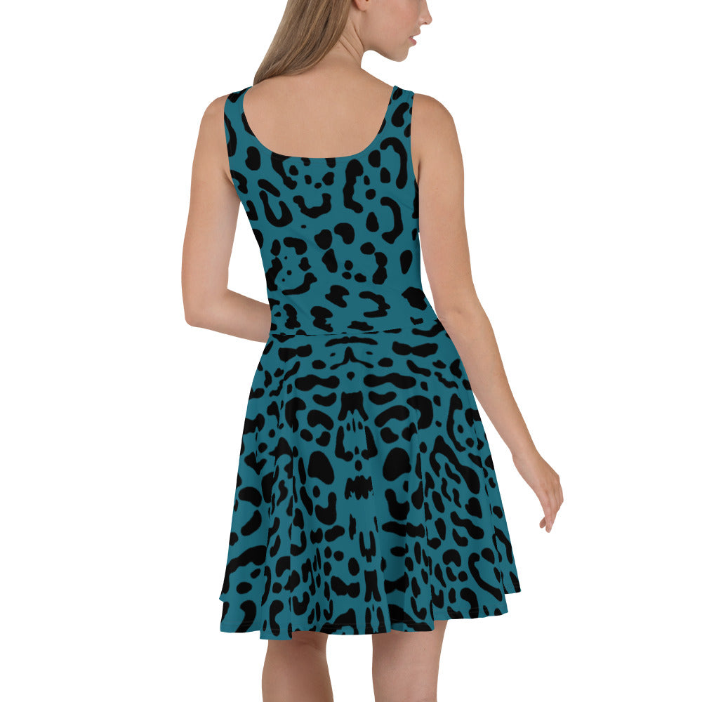 Teal Rosette Skater Dress