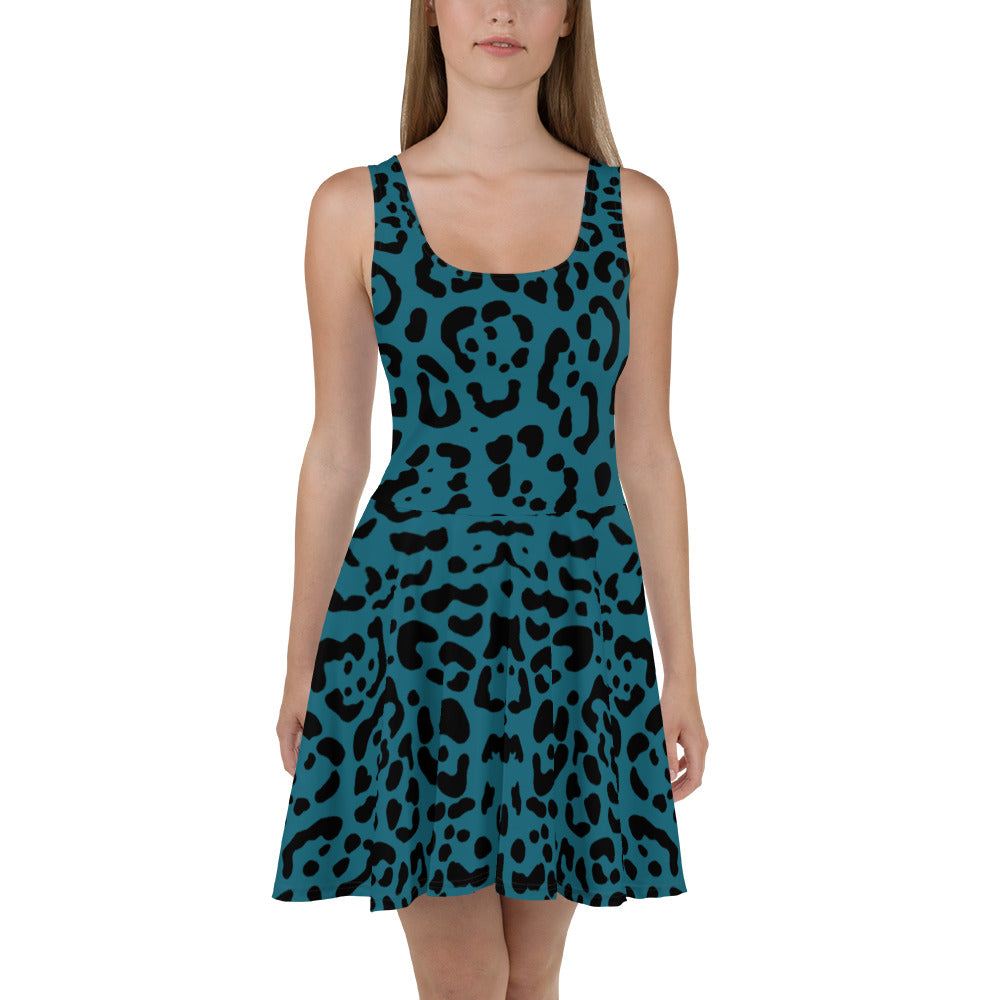 Teal Rosette Skater Dress