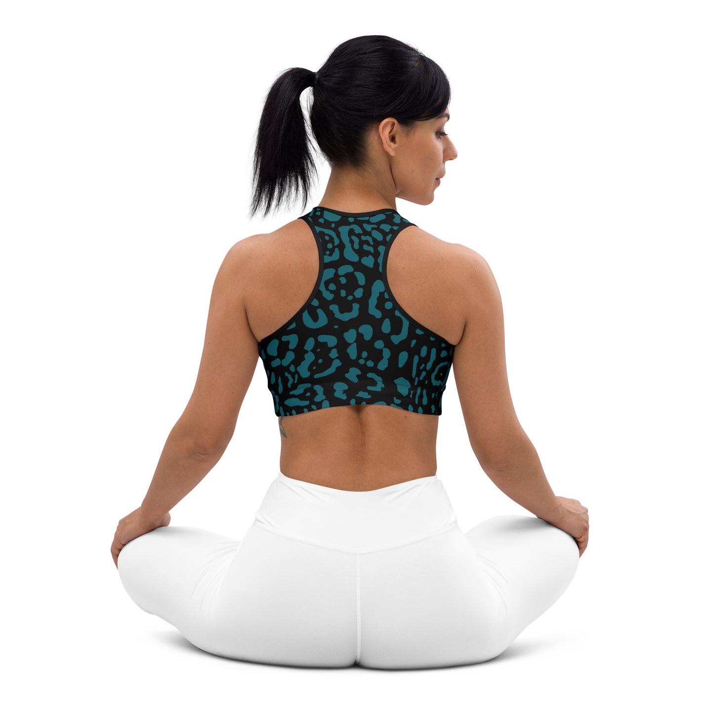 Black and Teal Rosette Sports Bra