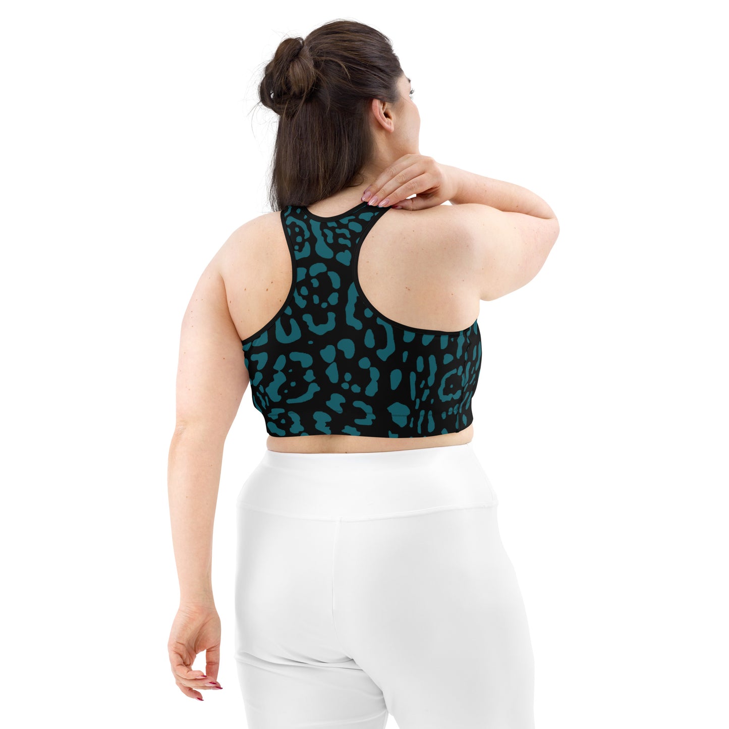 Black and Teal Rosette Sports Bra
