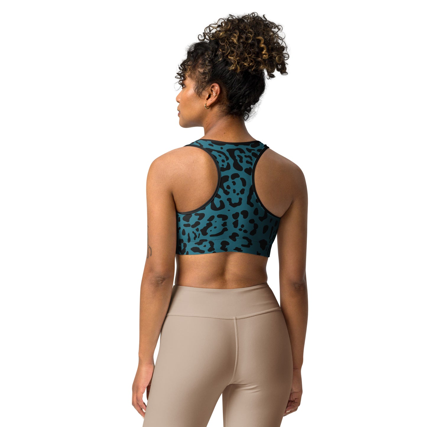 Teal and Black Rosette Sports bra