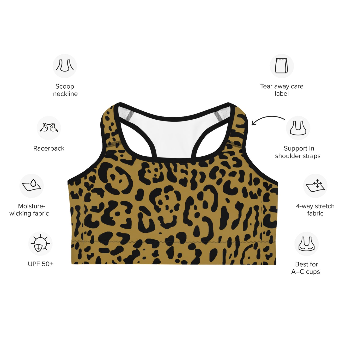 Gold and Black Rosette Sports Bra