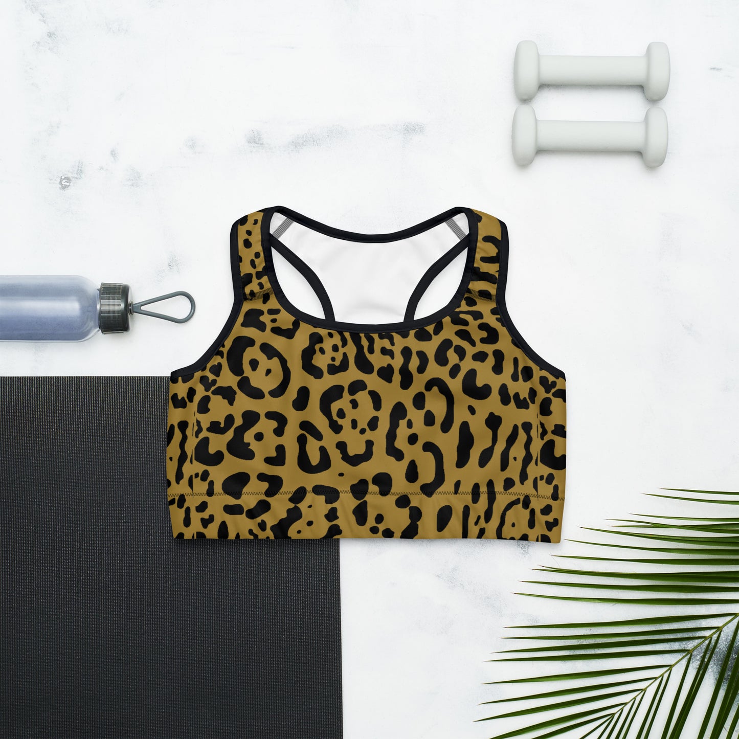 Gold and Black Rosette Sports Bra