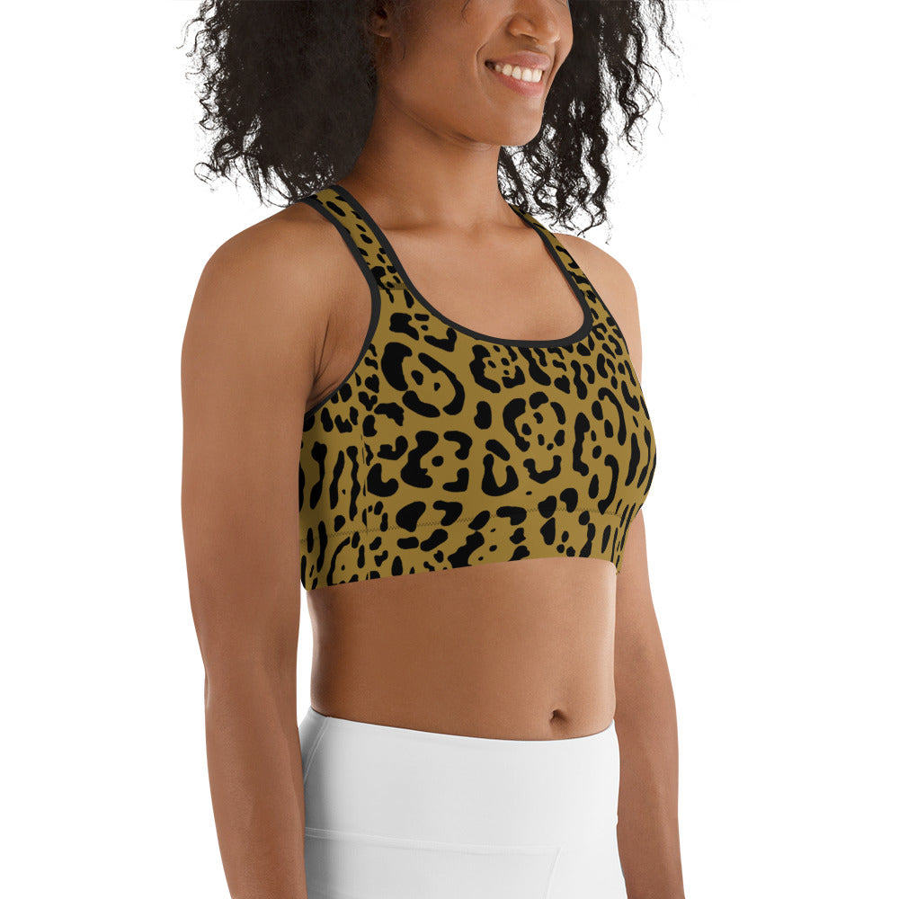 Gold and Black Rosette Sports Bra