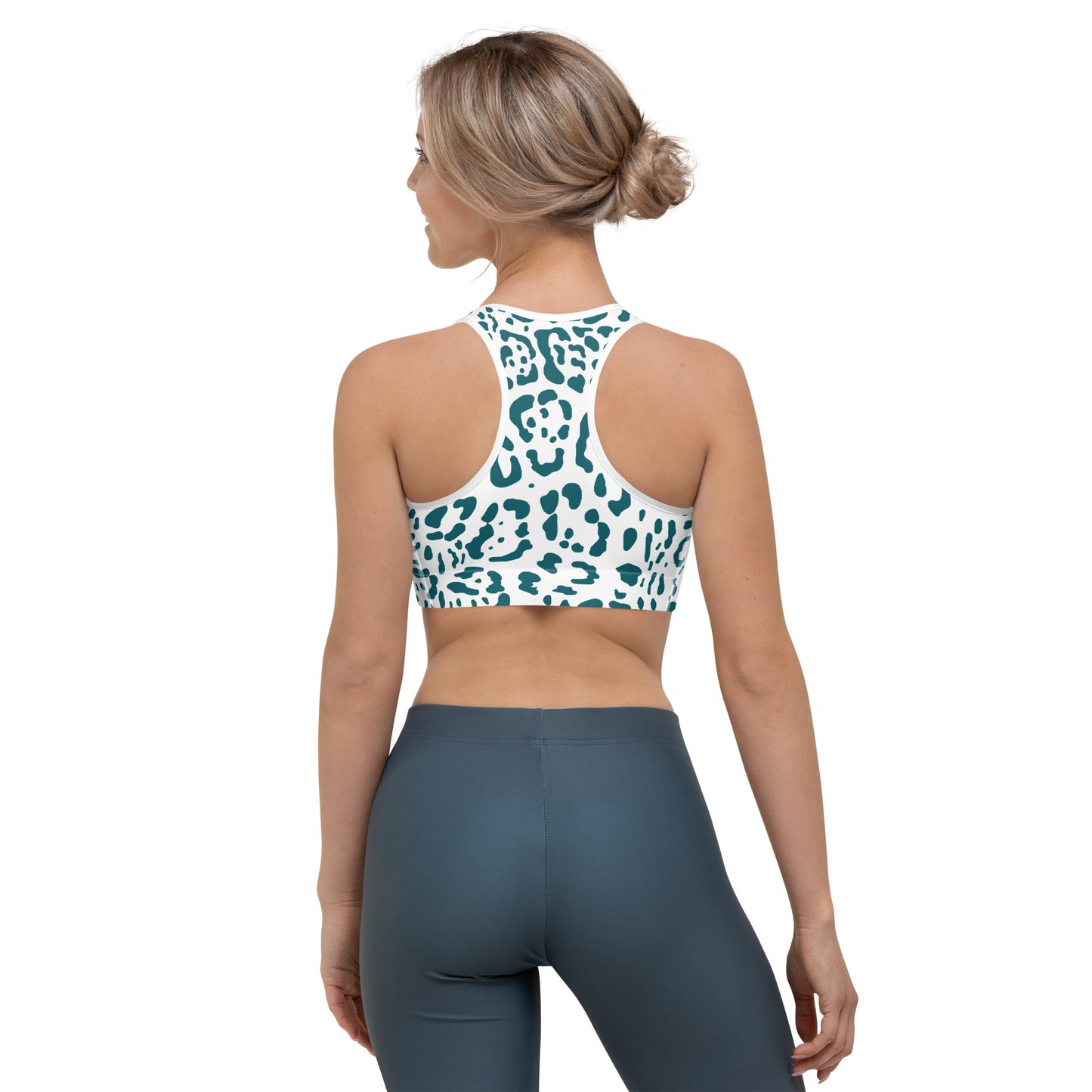 White and Teal Sports Bra