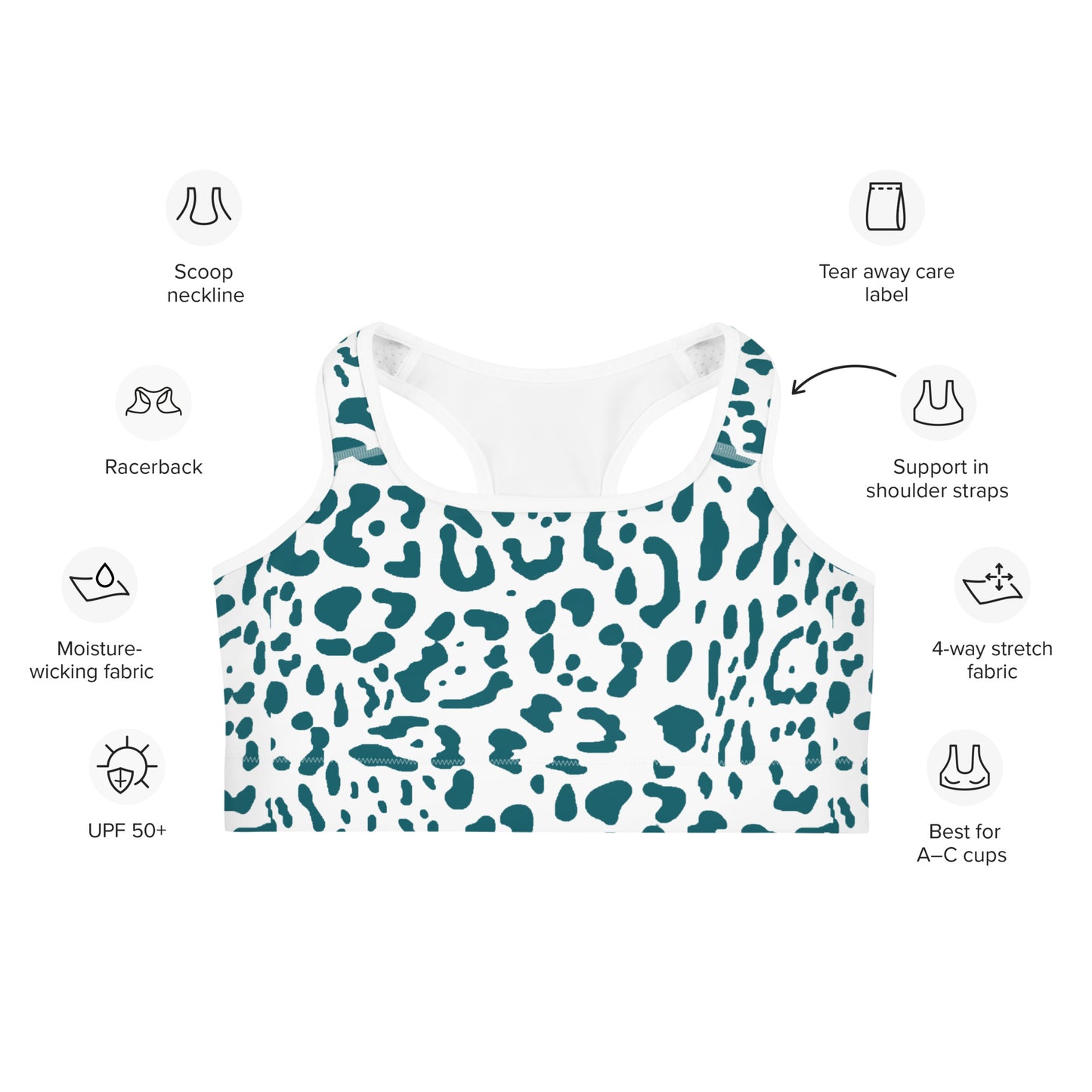 White and Teal Sports Bra