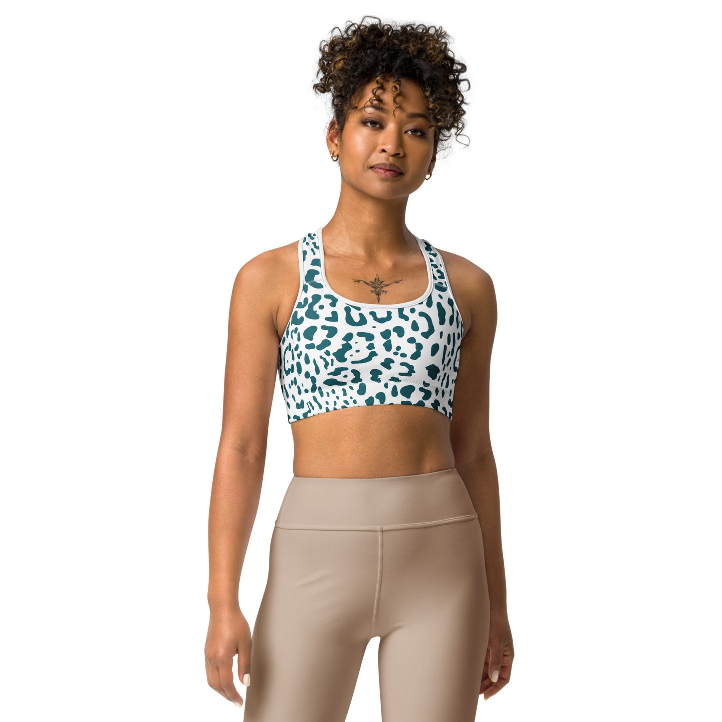 White and Teal Sports Bra