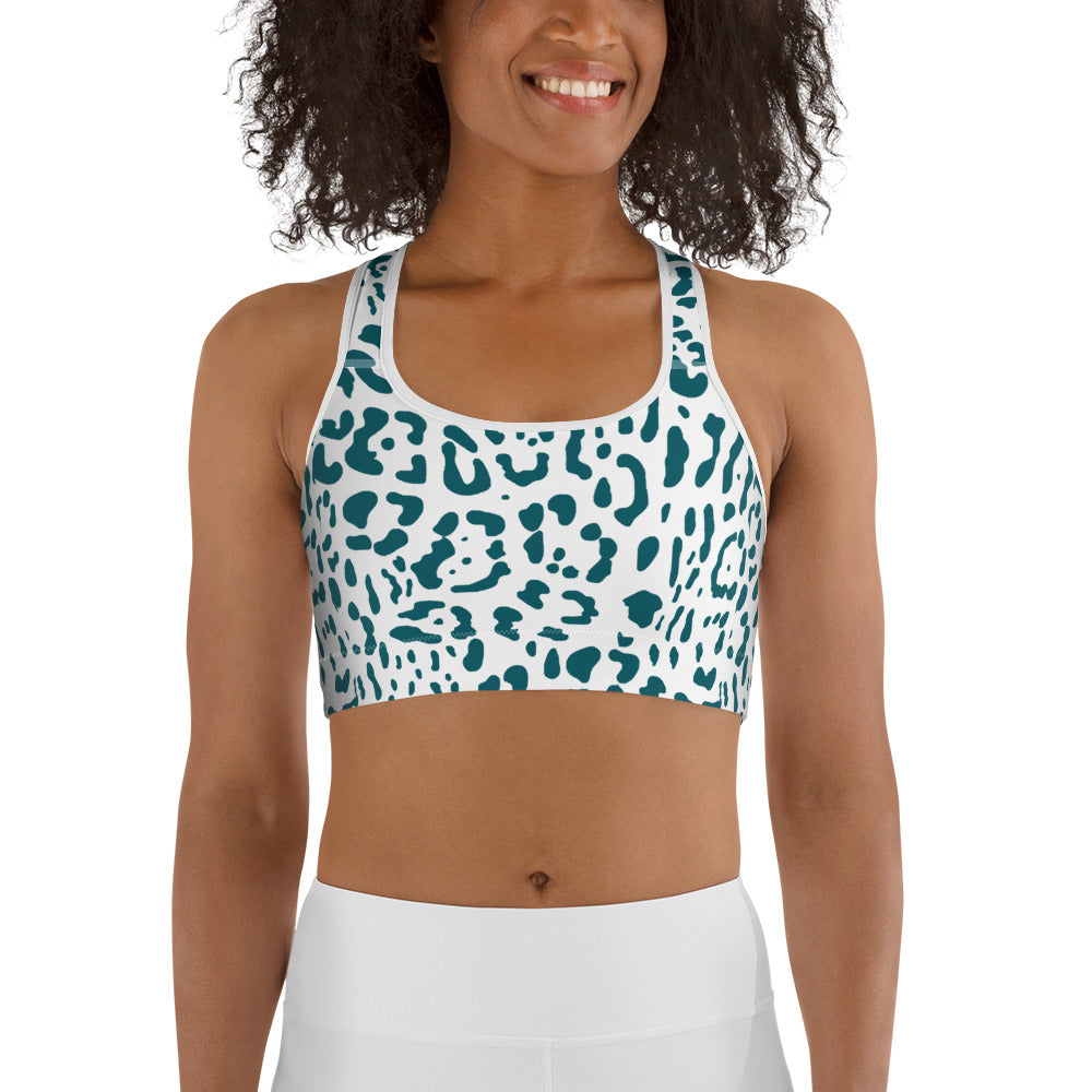 White and Teal Sports Bra