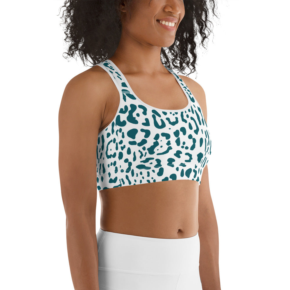 White and Teal Sports Bra