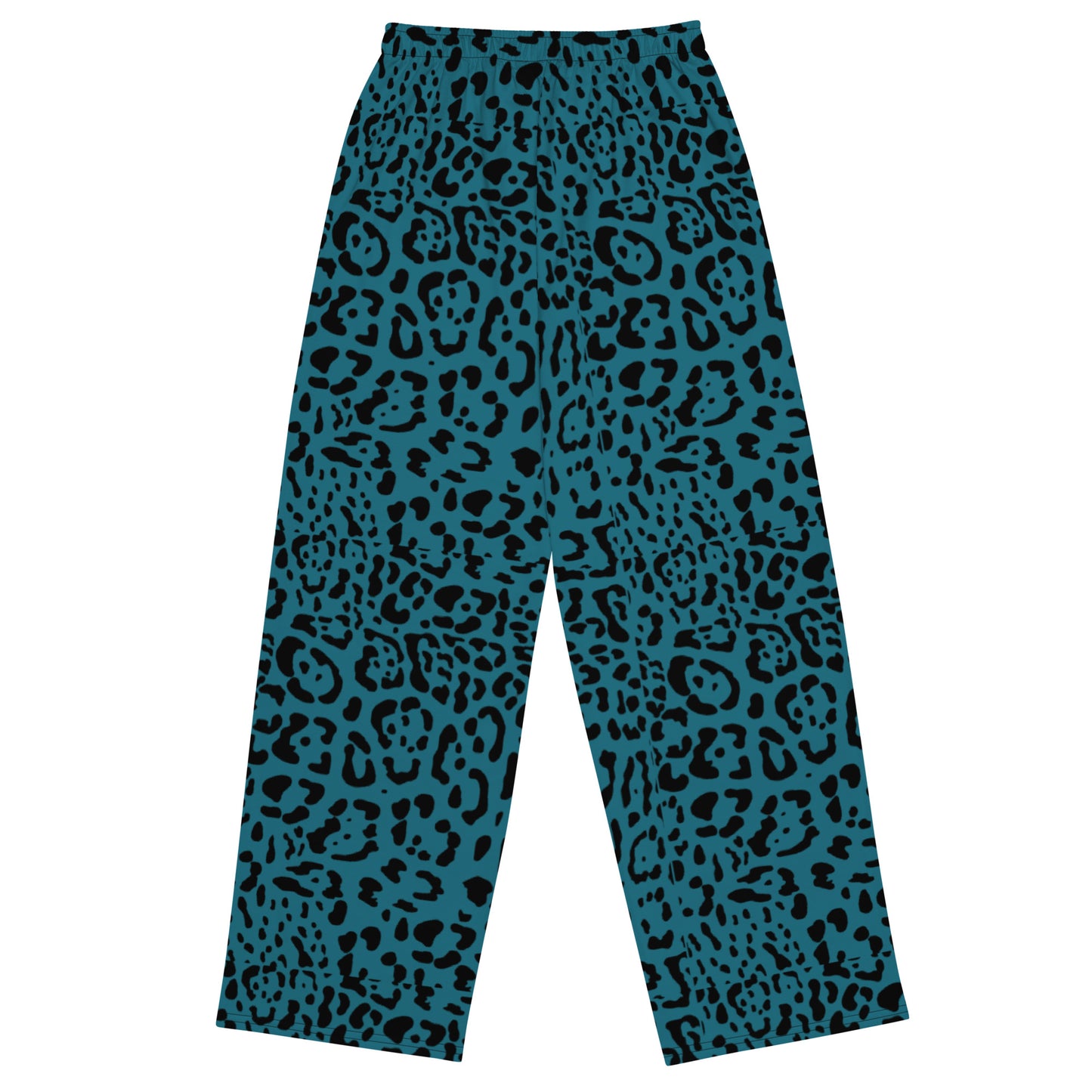 Teal Rosette Wide-Leg Pants