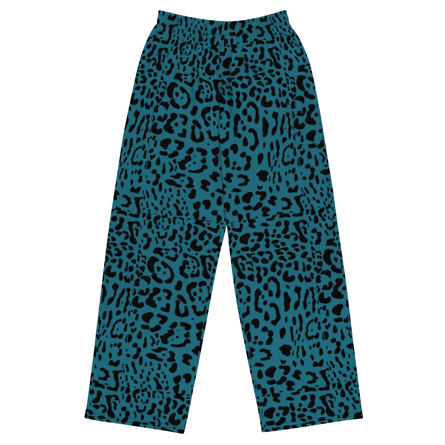Teal Rosette Wide-Leg Pants