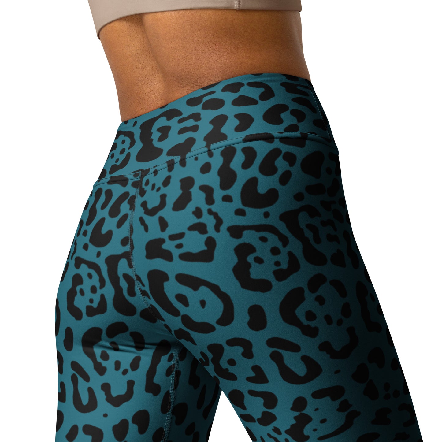 Teal and Black Rosette Leggings