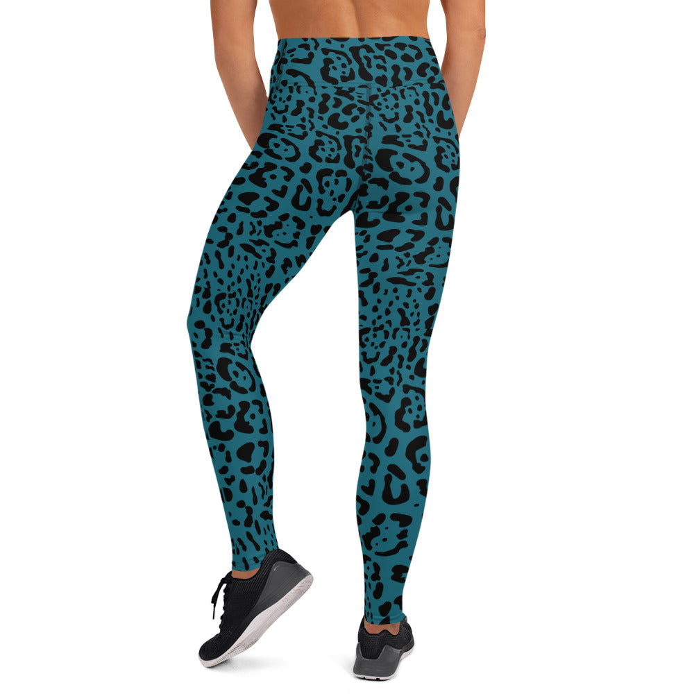 Teal and Black Rosette Leggings