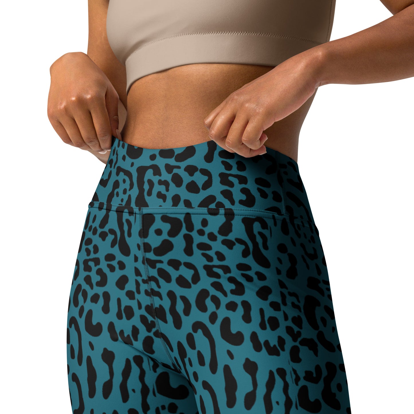 Teal and Black Rosette Leggings