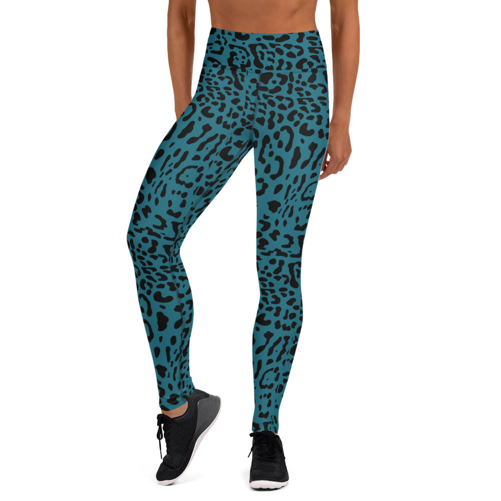 Teal and Black Rosette Leggings