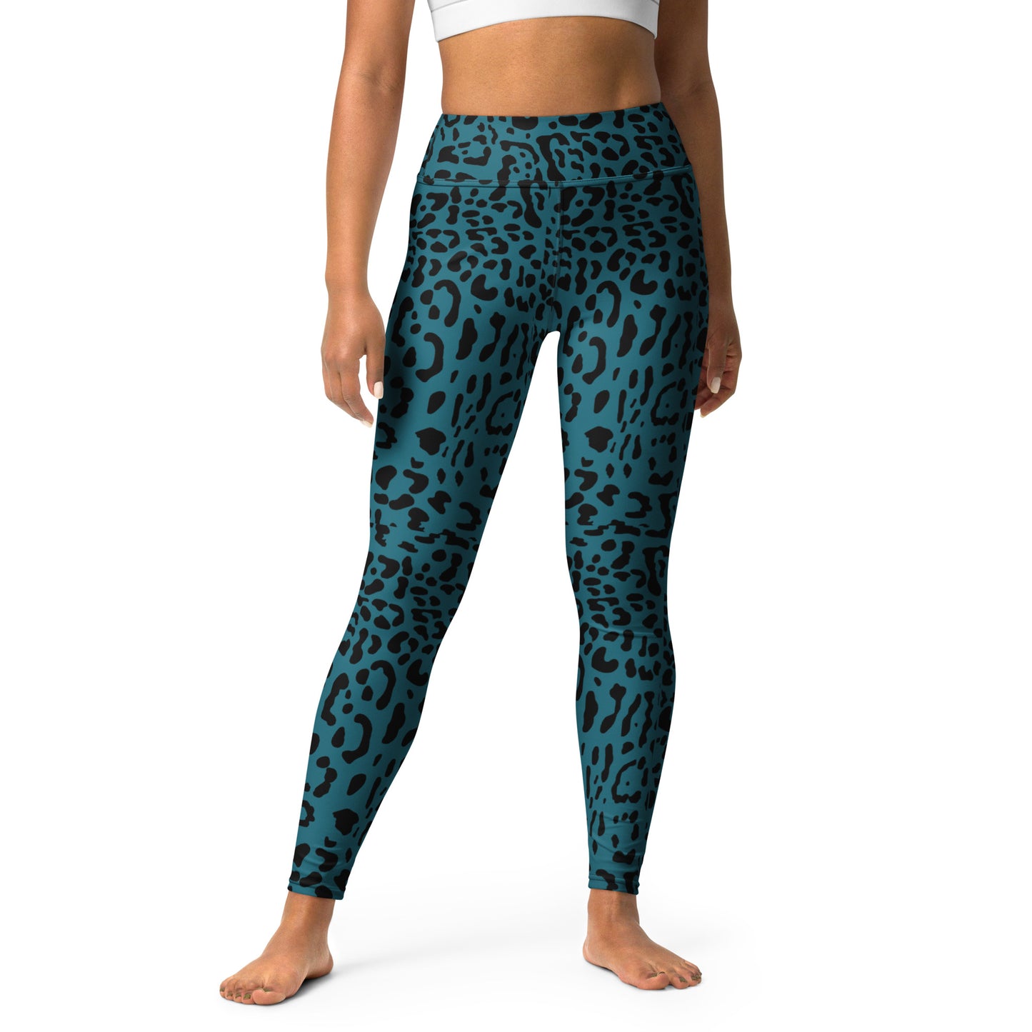 Teal and Black Rosette Leggings