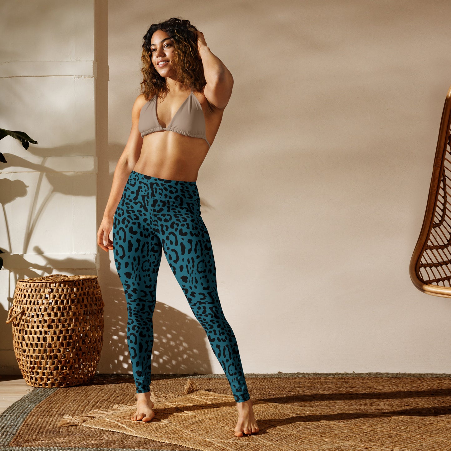 Teal and Black Rosette Leggings