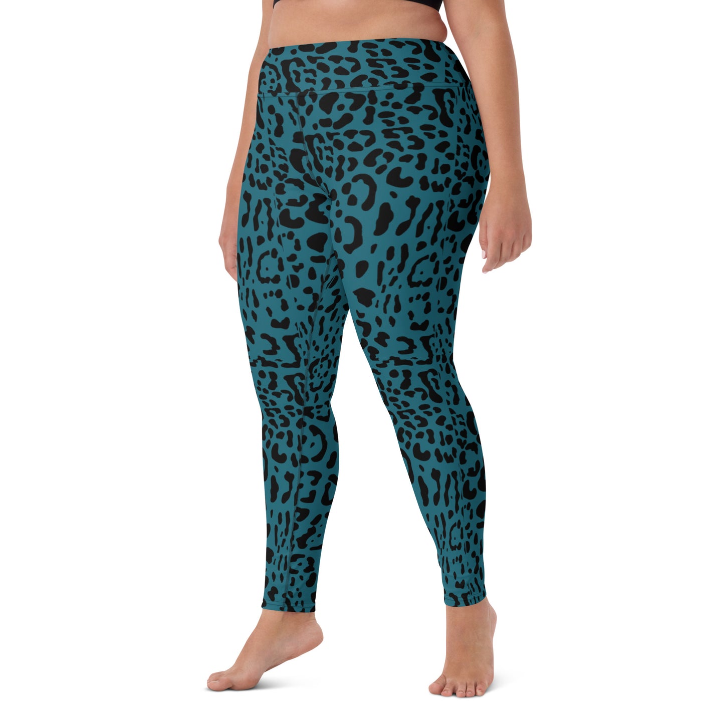 Teal and Black Rosette Leggings