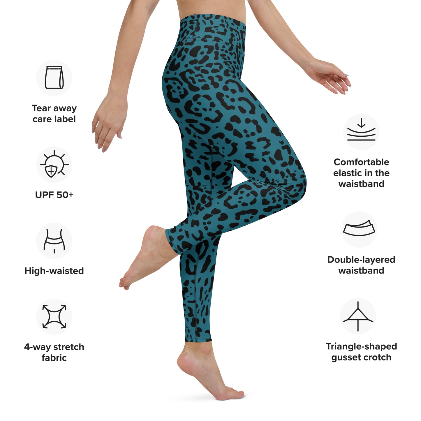 Teal and Black Rosette Leggings