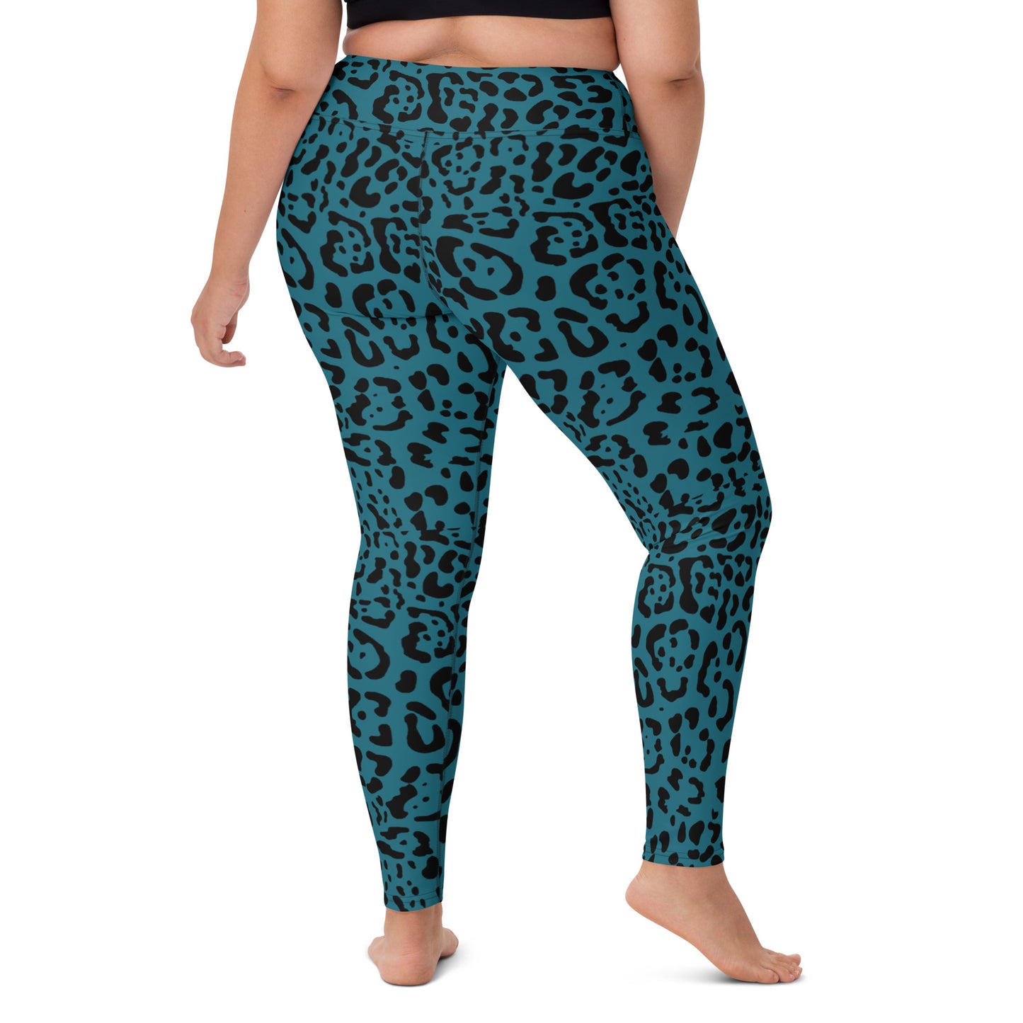 Teal and Black Rosette Leggings