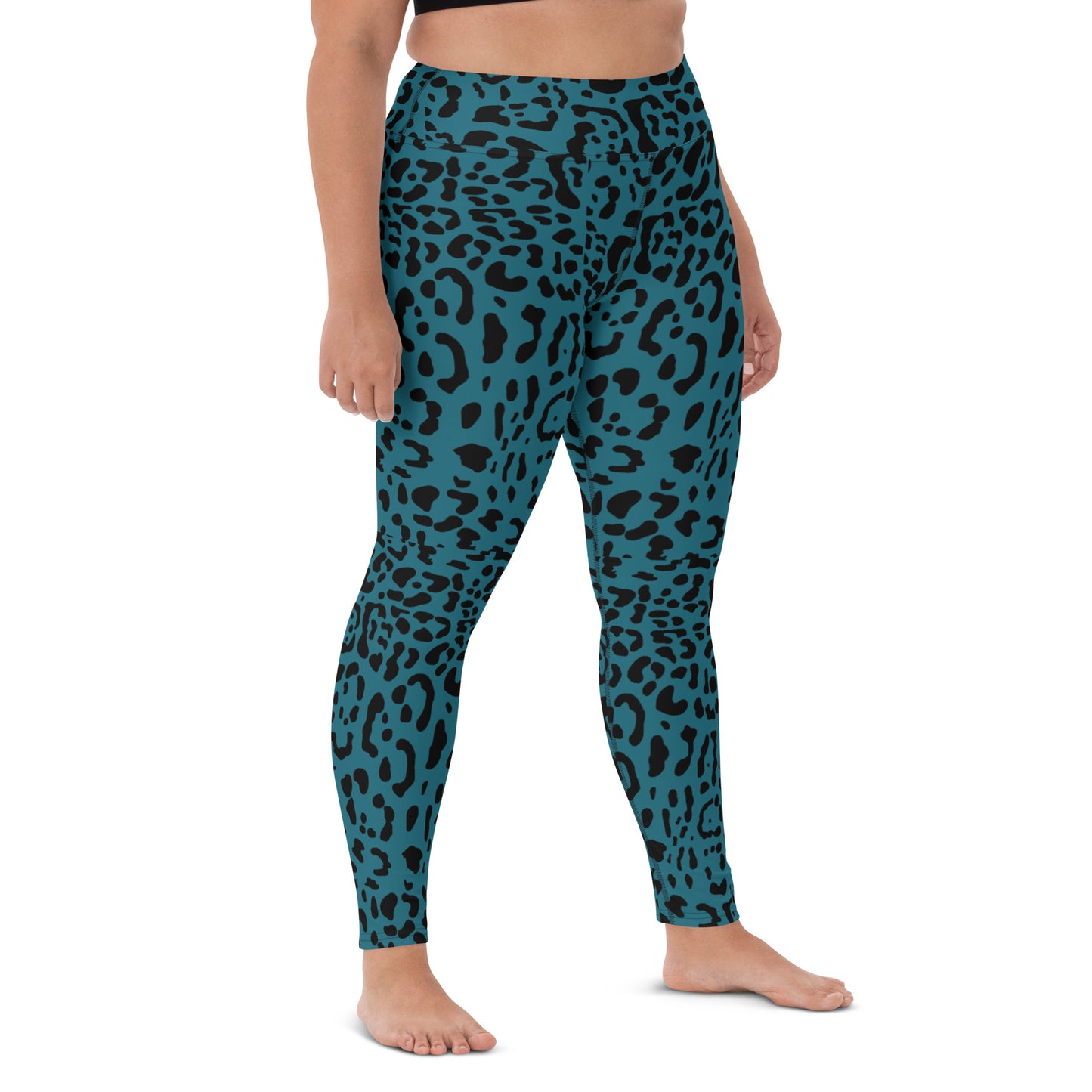 Teal and Black Rosette Leggings