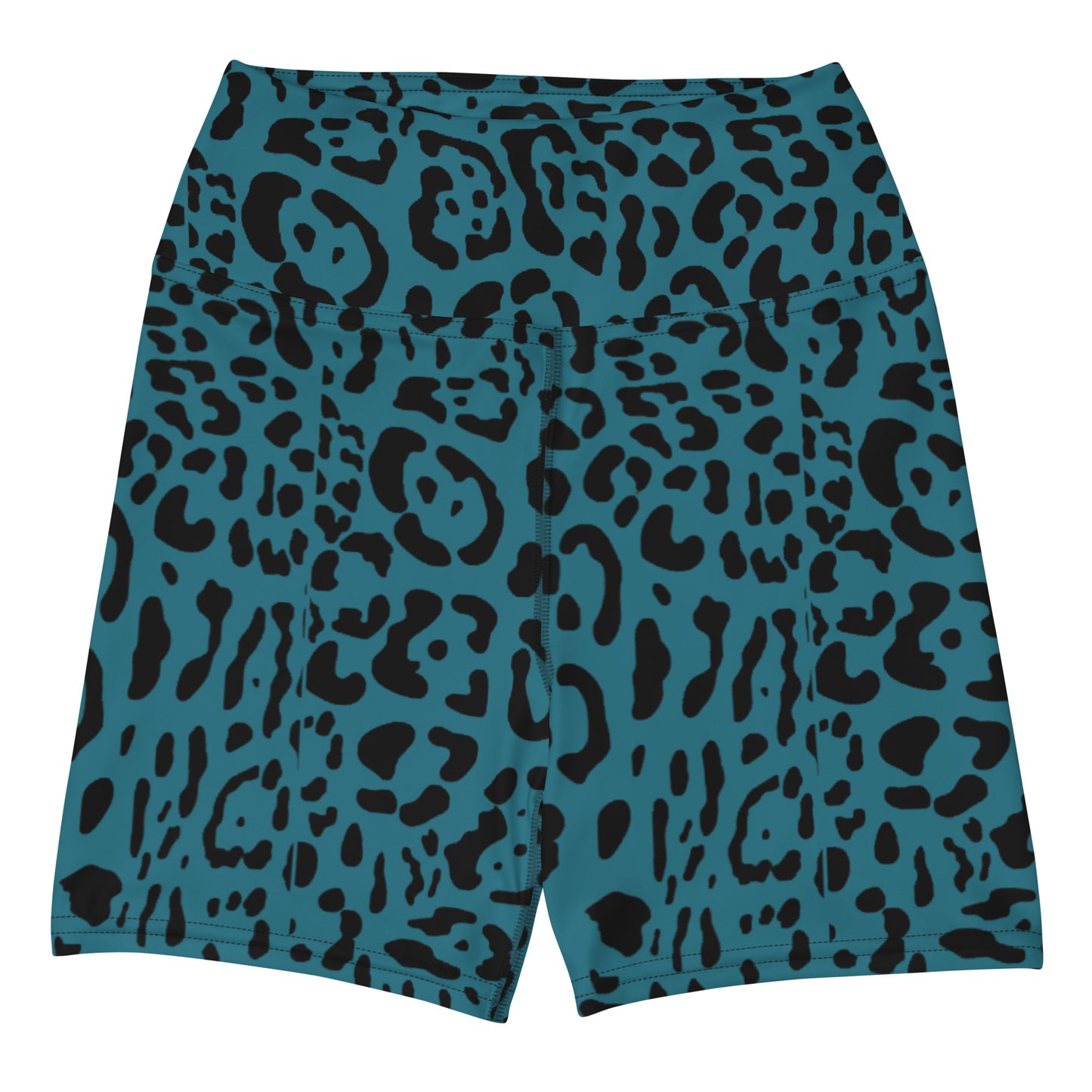 Teal and Black Rosette Yoga Shorts