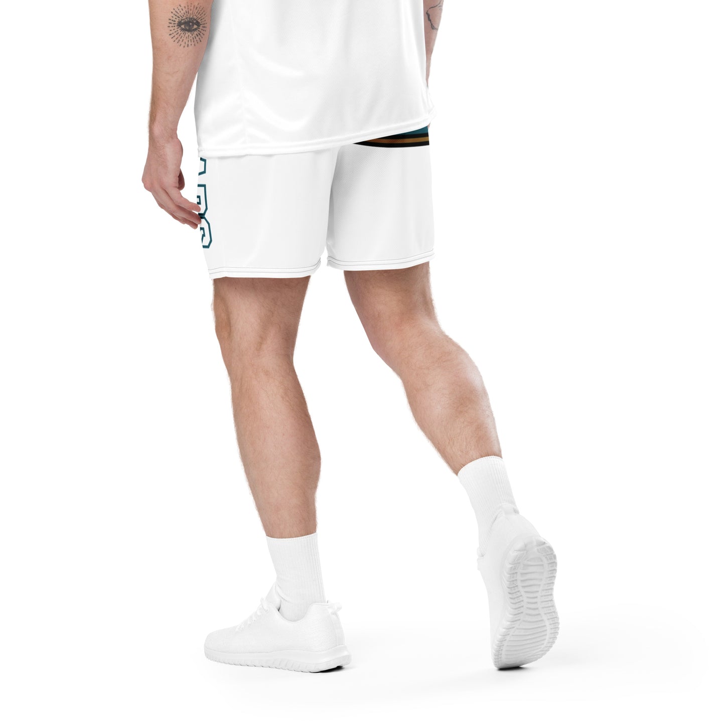 JAGS White and Teal Mesh Shorts - Unisex