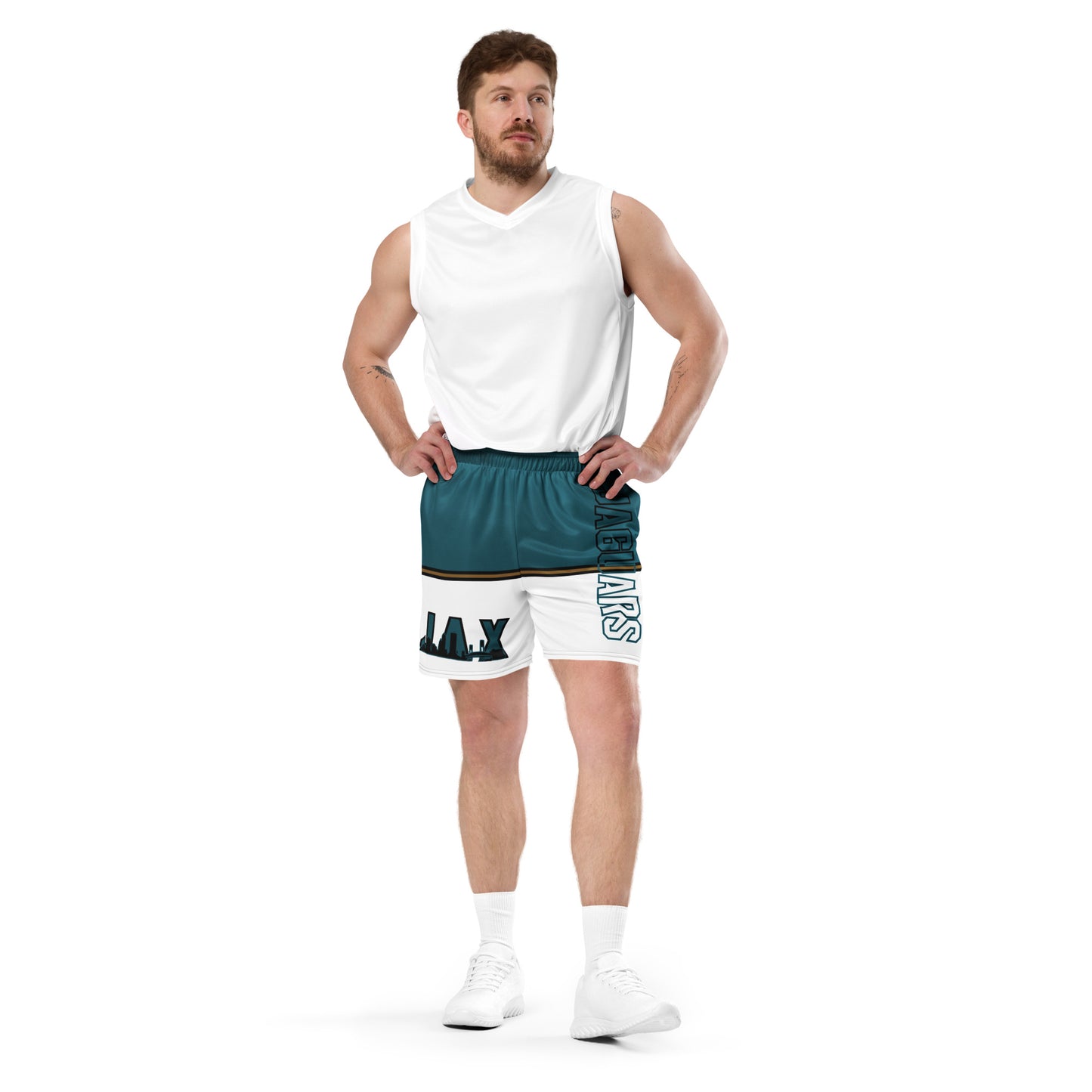 JAGS White and Teal Mesh Shorts - Unisex