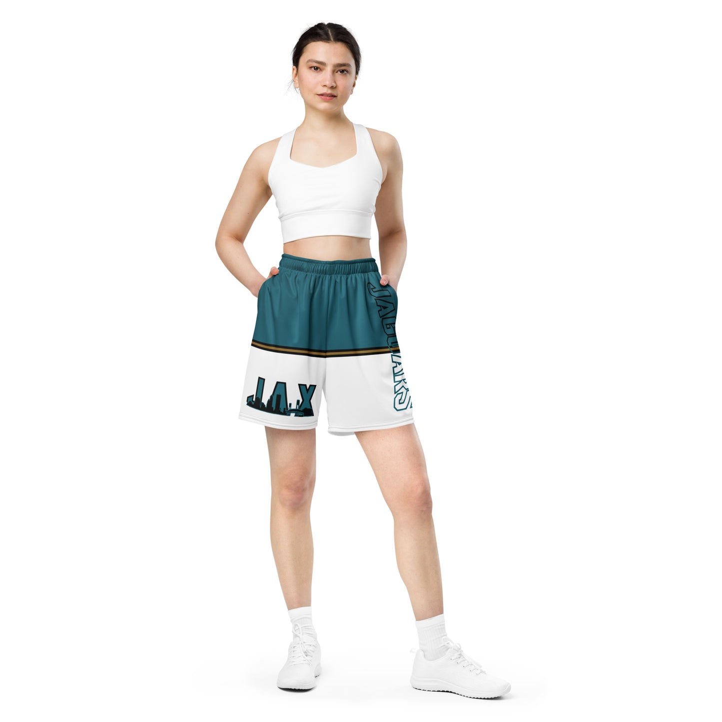 JAGS White and Teal Mesh Shorts - Unisex