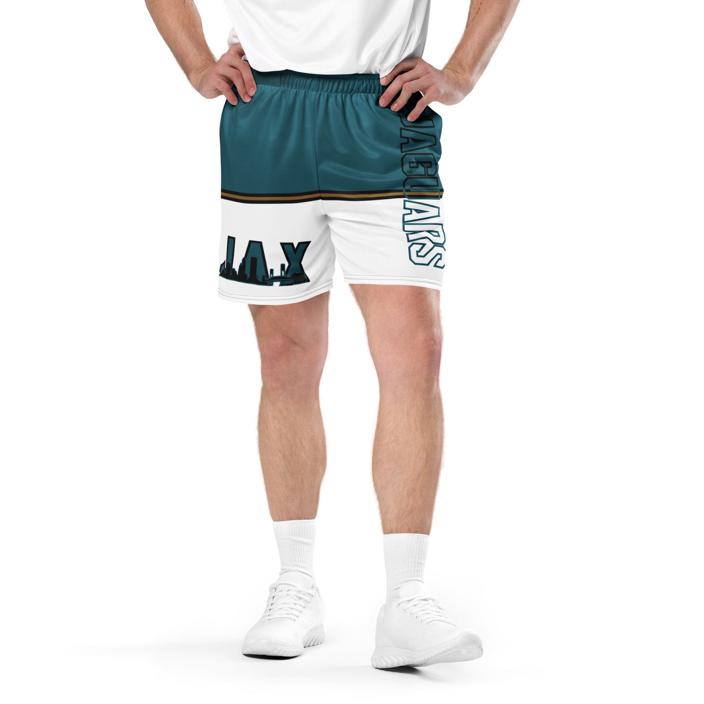 JAGS White and Teal Mesh Shorts - Unisex