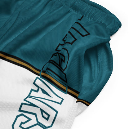 JAGS White and Teal Mesh Shorts - Unisex