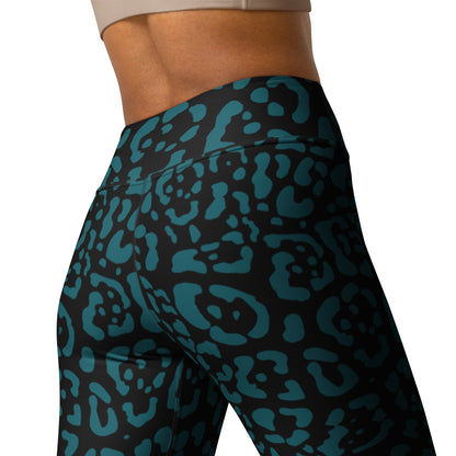 Black and Teal Rosette Leggings