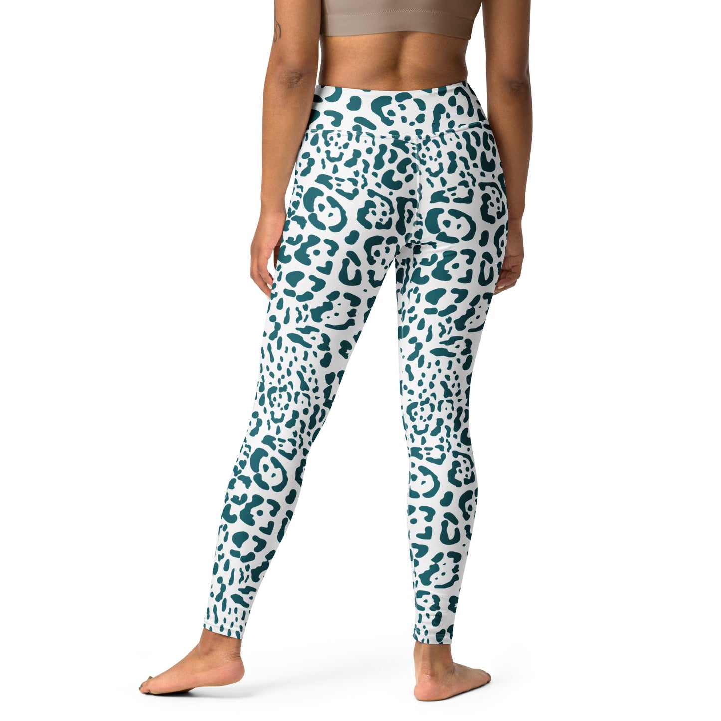 White and Teal Rosette Leggings